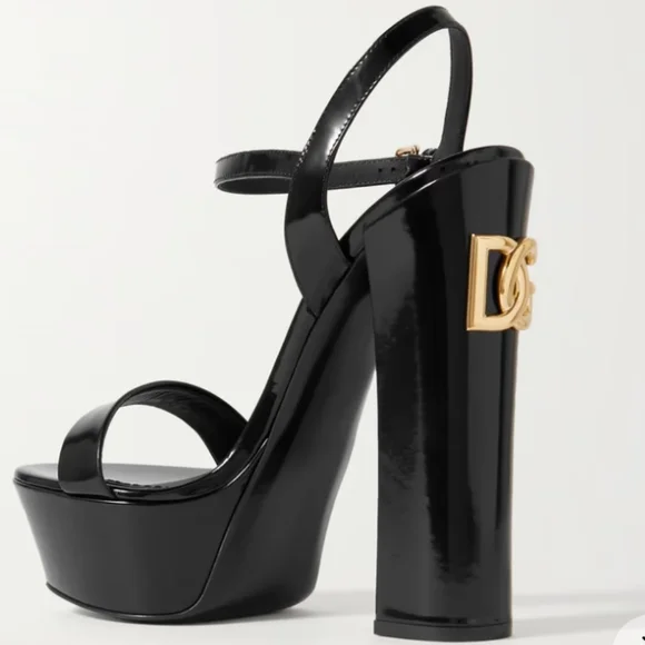 Dolce and Gabbana Polished Calfskin Platform Sandals - Picture 3 of 4